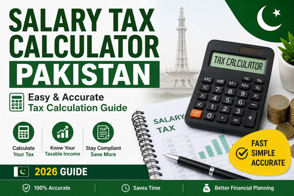 Salary tax calculator Pakistan showing income tax calculation for salaried employees