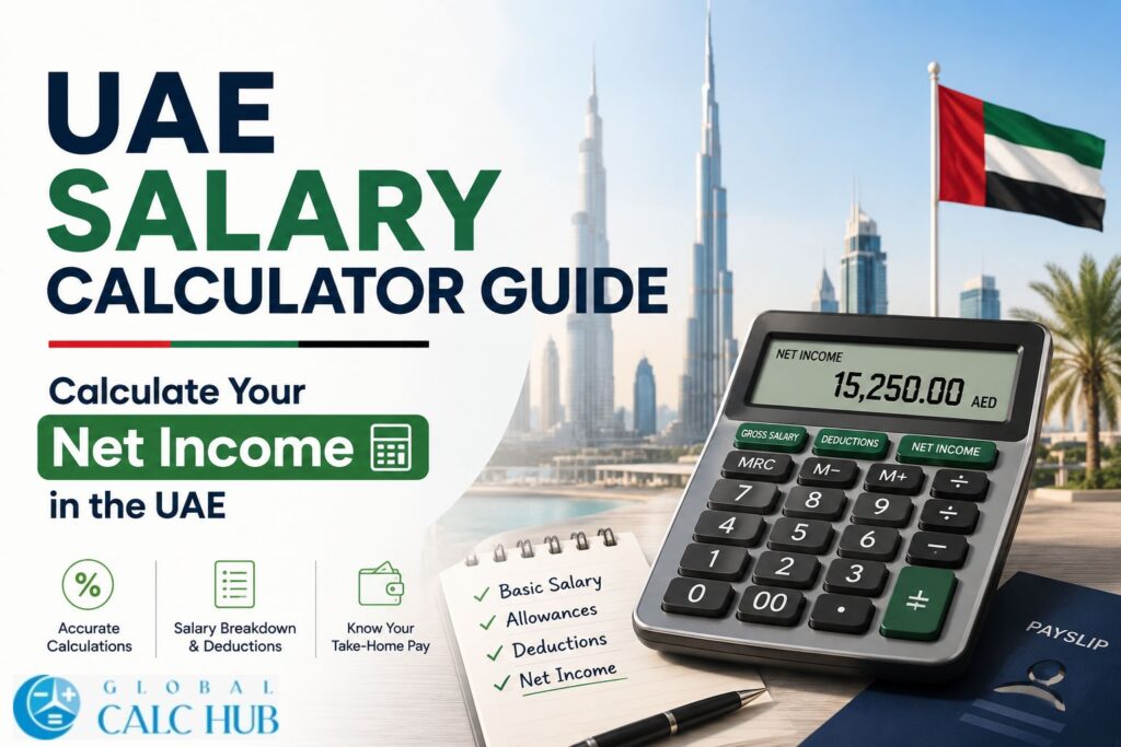 UAE salary calculator showing salary breakdown and net income calculation in the UAE