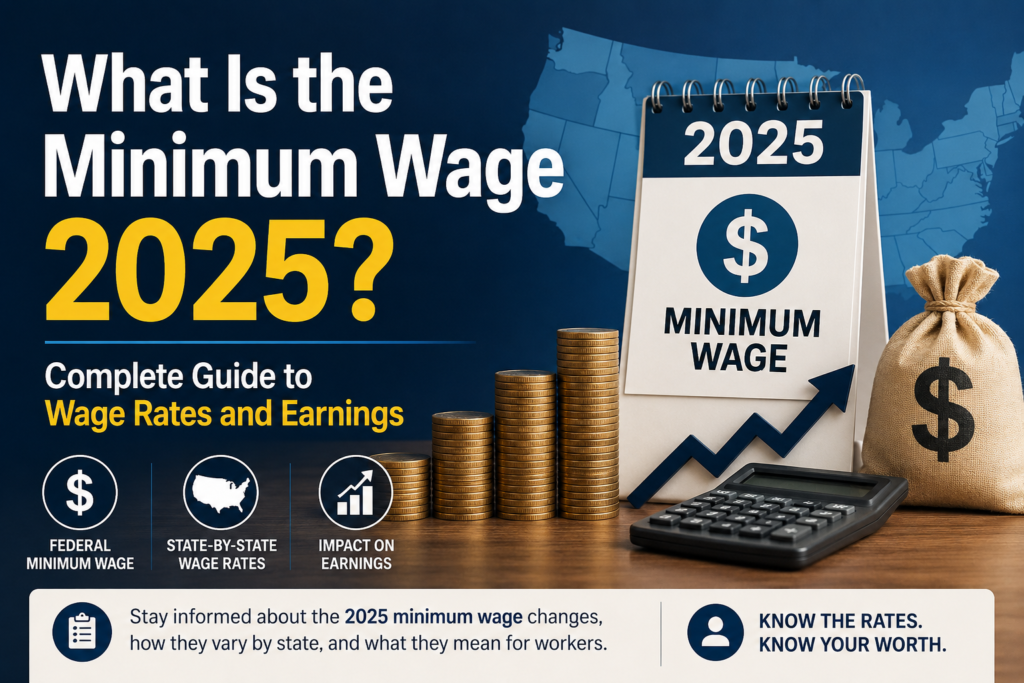 Worker reviewing minimum wage 2025 rates and salary calculations